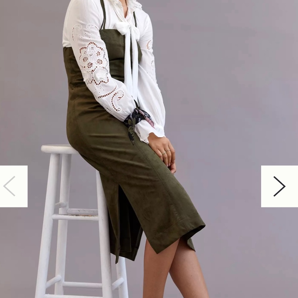 Anthropologie Green Suede Midi Dress